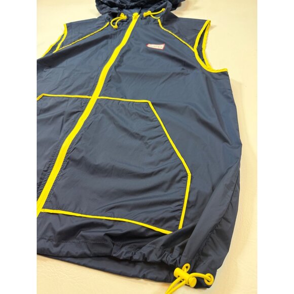 Hunter large Windbreaker Hooded Vest Medium Navy Yellow Lightweight (bin HH161) - Picture 6 of 10